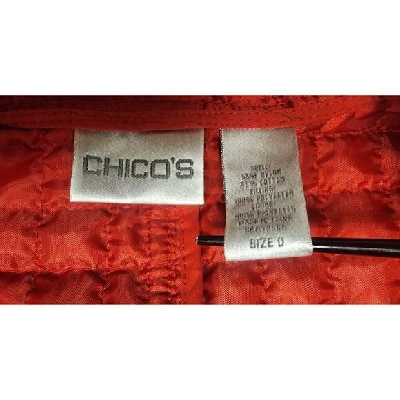 Chico's Women’s Red Sleeveless Vest Front Zipper Pockets Size 0/US 4 Small - Picture 7 of 7